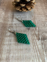Load image into Gallery viewer, Emerald Green Diamond Shaped Earrings
