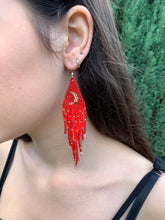 Load image into Gallery viewer, Strawberry Moon Fringe Earrings
