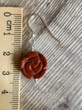 Load image into Gallery viewer, Red Jasper Rose Crystal Earrings