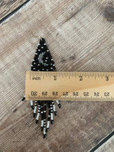 Load image into Gallery viewer, Black & White Moon Fringe Earrings