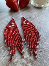 Load image into Gallery viewer, Strawberry Moon Fringe Earrings