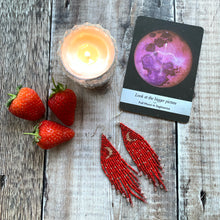 Load image into Gallery viewer, Strawberry Moon Fringe Earrings