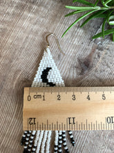 Load image into Gallery viewer, Monochrome Moon Fringe Earrings