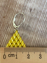 Load image into Gallery viewer, Yellow Glass Diamond Shaped Earrings