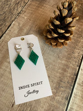 Load image into Gallery viewer, Emerald Green Diamond Shaped Earrings
