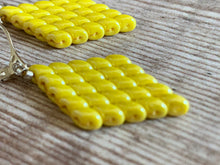 Load image into Gallery viewer, Yellow Glass Diamond Shaped Earrings