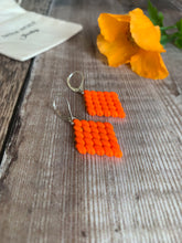 Load image into Gallery viewer, Neon Orange Diamond Shaped Earrings