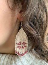 Load image into Gallery viewer, Pink Tourmaline Snowflake Fringe Earrings