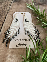 Load image into Gallery viewer, Monochrome Moon Fringe Earrings