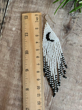 Load image into Gallery viewer, Monochrome Moon Fringe Earrings