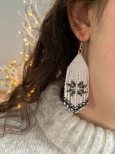 Load image into Gallery viewer, Black Spinel Snowflake Fringe Earrings