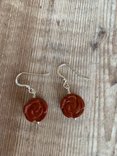 Load image into Gallery viewer, Red Jasper Rose Crystal Earrings