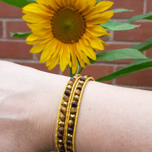 Load image into Gallery viewer, Sunflower Leather Wrap Bracelet