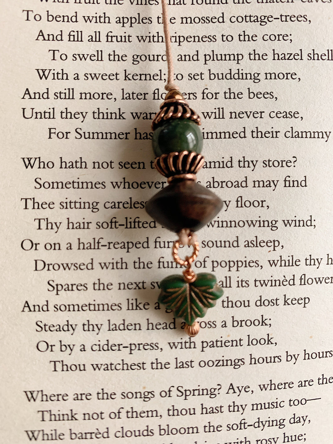 Forest Green Autumn Beaded Bookmark