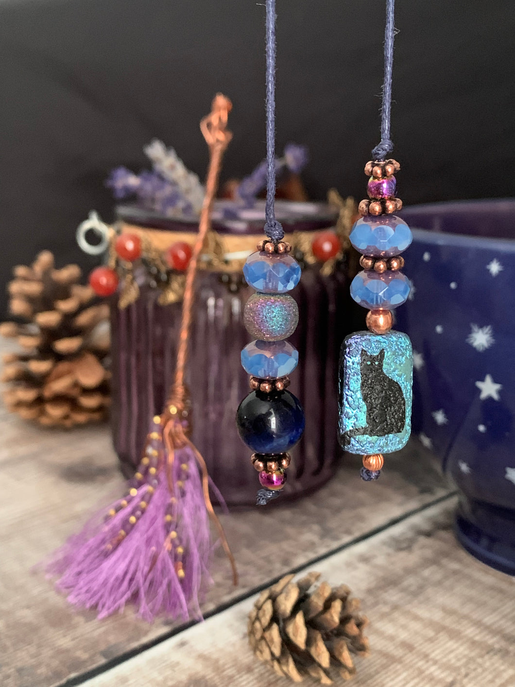 Black Cat Witchy Beaded Bookmark