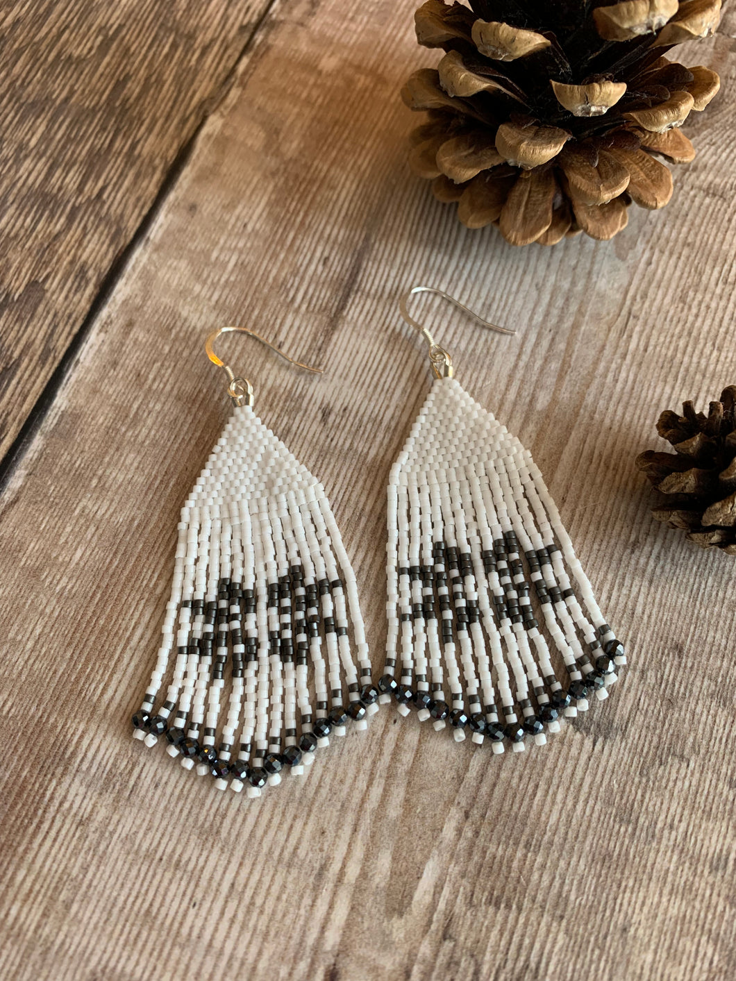 Black Spinel Snowflake Fringe Earrings