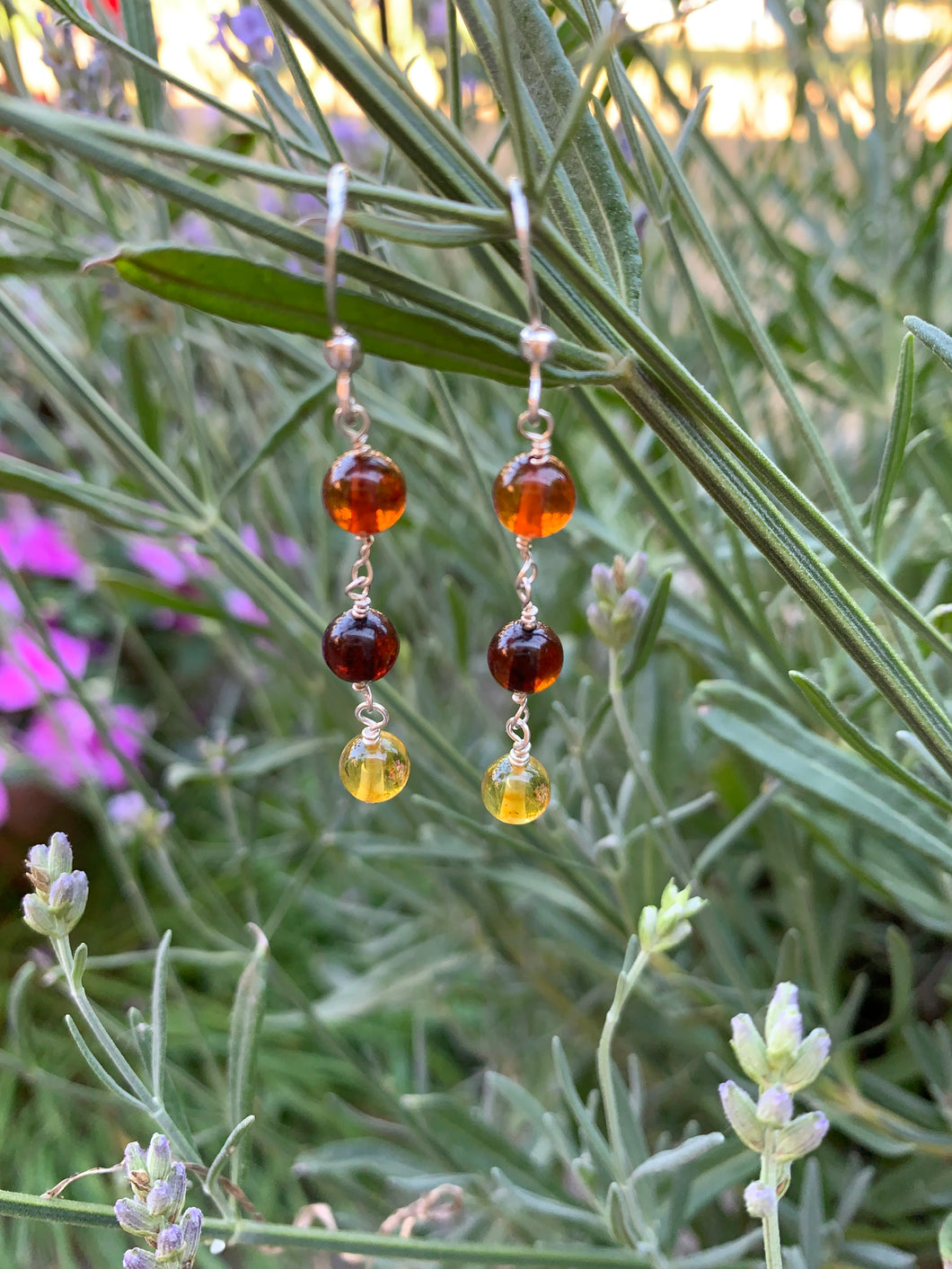 Amber Multicoloured Crystal Earrings