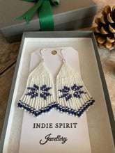 Load image into Gallery viewer, Lapis Snowflake Fringe Earrings
