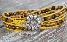 Load image into Gallery viewer, Sunflower Leather Wrap Bracelet
