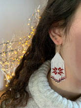 Load image into Gallery viewer, Garnet Snowflake Fringe Earrings
