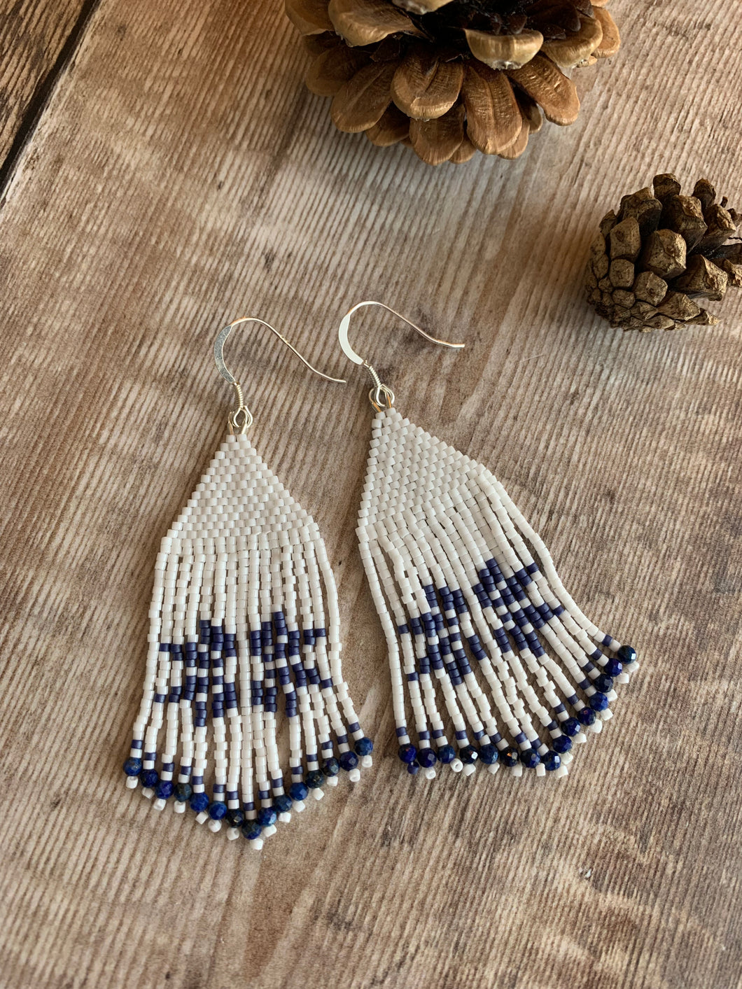 Lapis Snowflake Fringe Earrings