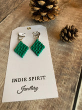 Load image into Gallery viewer, Forest Green Diamond Shaped Earrings
