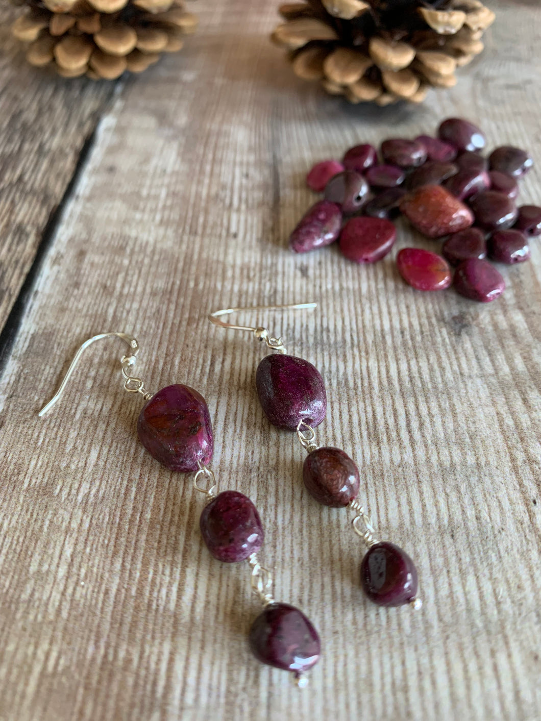 Ruby Natural Crystal Earrings