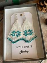 Load image into Gallery viewer, Chrysocolla Snowflake Fringe Earrings
