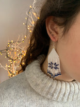 Load image into Gallery viewer, Lapis Snowflake Fringe Earrings
