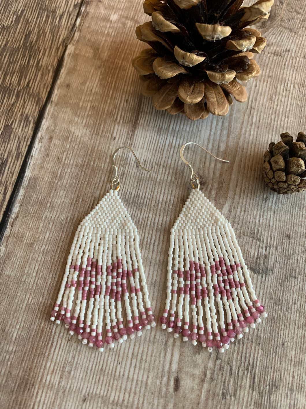 Pink Tourmaline Snowflake Fringe Earrings