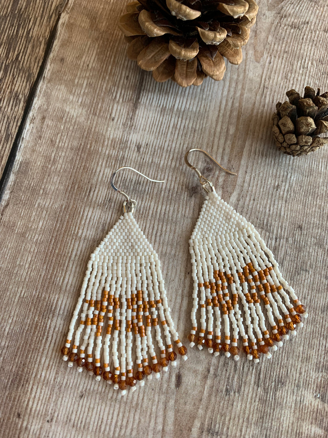 Cinnamon Stone Snowflake Fringe Earrings