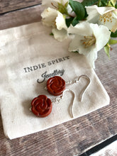 Load image into Gallery viewer, Red Jasper Rose Crystal Earrings
