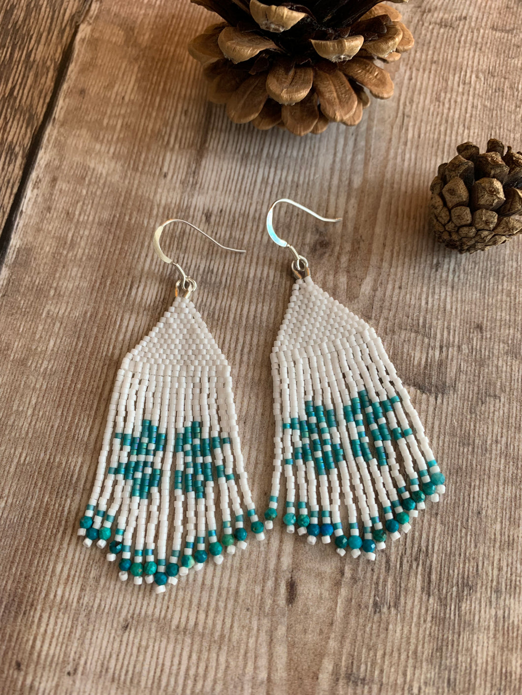 Chrysocolla Snowflake Fringe Earrings