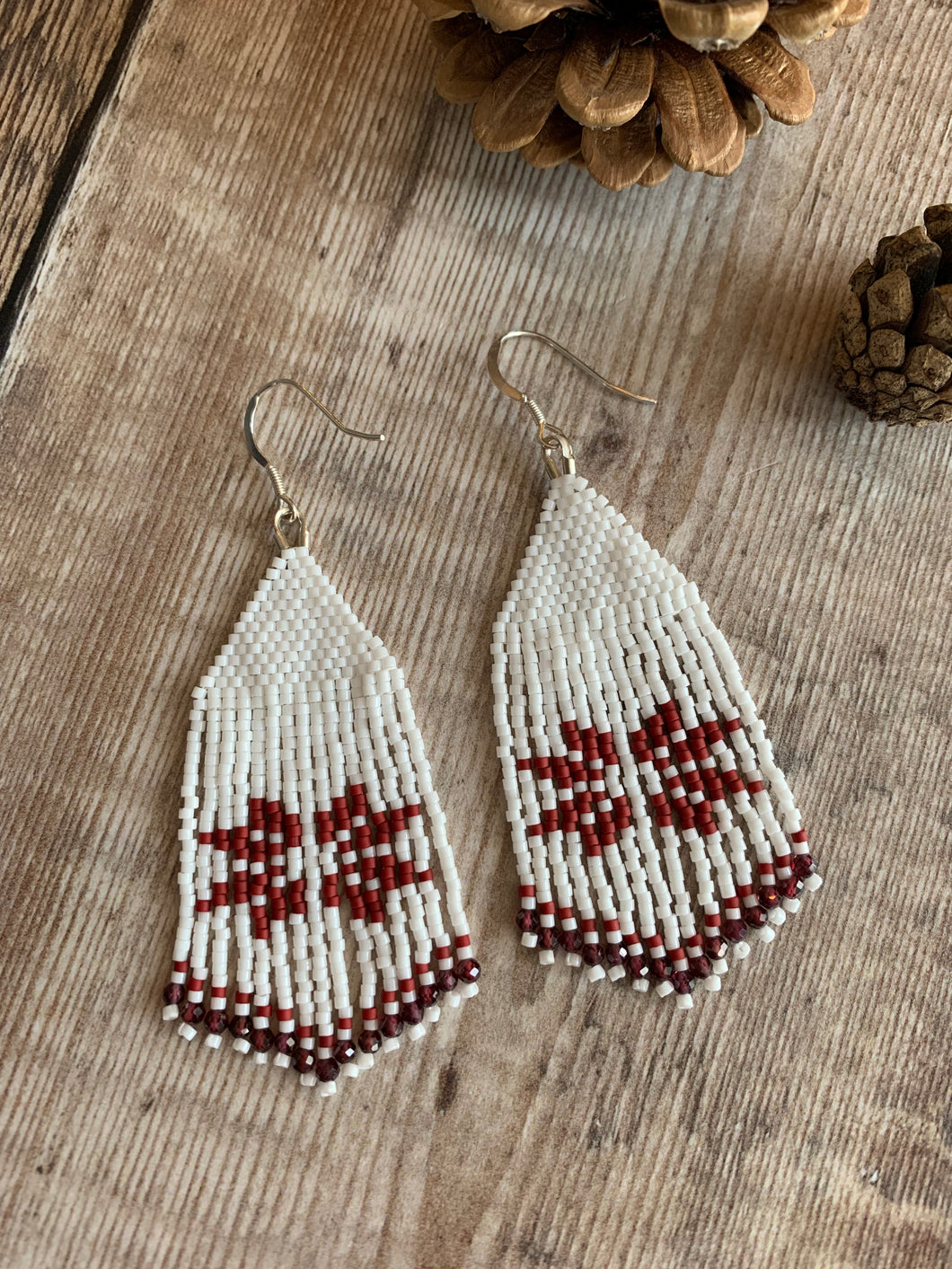 Garnet Snowflake Fringe Earrings