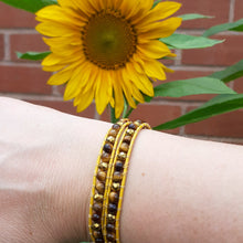 Load image into Gallery viewer, Sunflower Leather Wrap Bracelet

