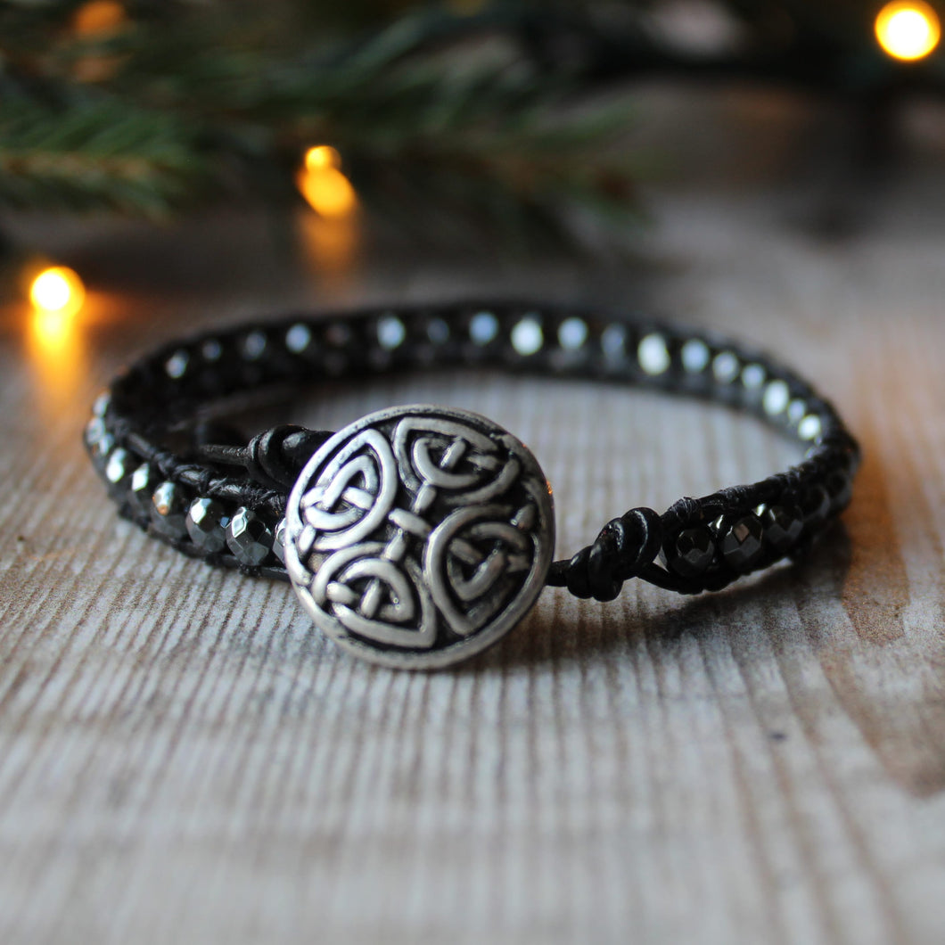 Celtic Nights Leather Bracelet