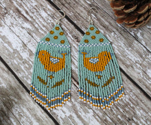 Load image into Gallery viewer, Jade Little bird  Fringe Earrings
