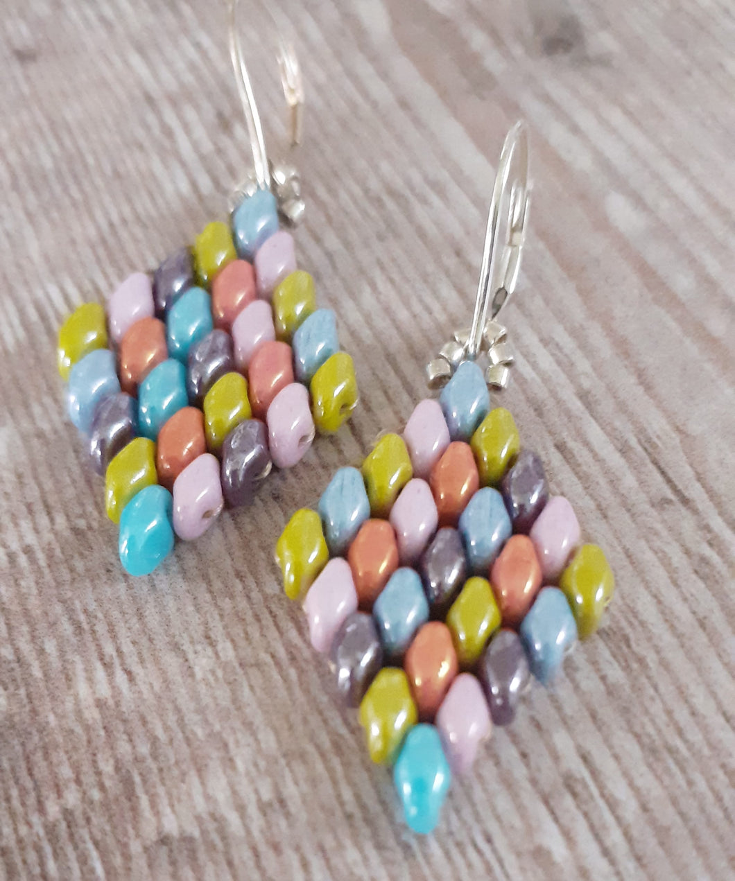 Patchwork Diamond Shaped  Earrings